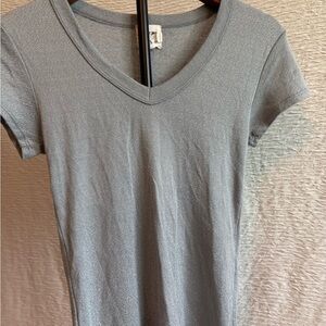 Michael Stars Shine V-Neck T-Shirt – One Size – Gray